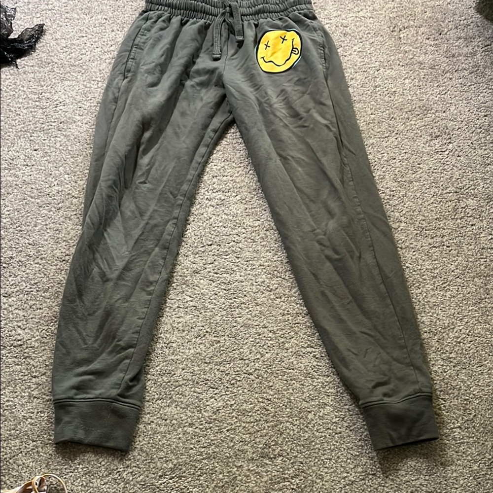 NIRVANA Gray Joggers with Iconic Smiley